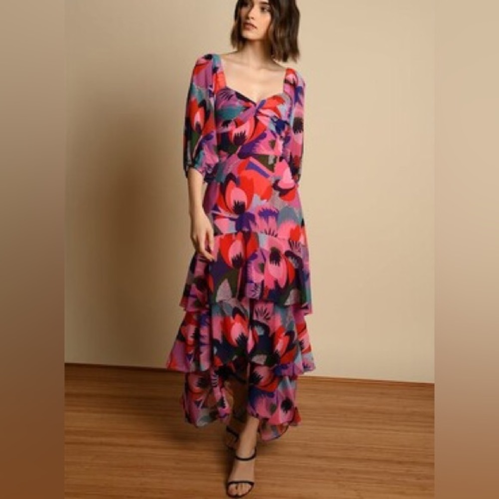 Hutch Louisa Dress Pink Multicolor Chiffon Maxi Size 0 NWT - Picture 5 of 17